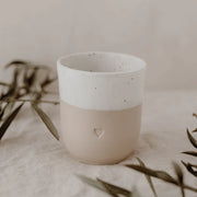 STEINGUT BECHER div. Gravuren